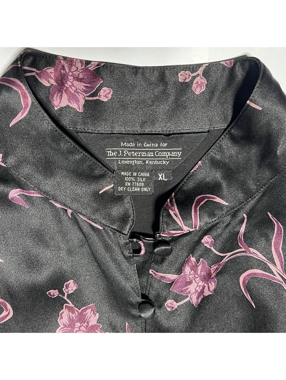 The J. Peterman Company Women's Size XL Vintage Kimono Dress 100% Silk Nightgown - Picture 3 of 8